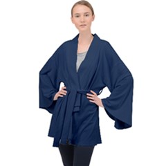 Sapphire Elegance Long Sleeve Velvet Kimono  by HWDesign