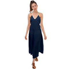 Sapphire Elegance Halter Tie Back Dress  by HWDesign