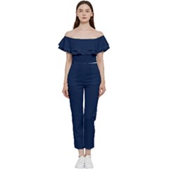 Sapphire Elegance Off Shoulder Ruffle Top Jumpsuit by HWDesign