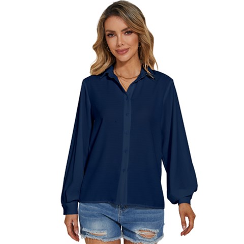 Sapphire Elegance Women s Long Sleeve Button Down Shirt by HWDesign