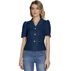 Sapphire Elegance Puffed Short Sleeve Button Up Jacket