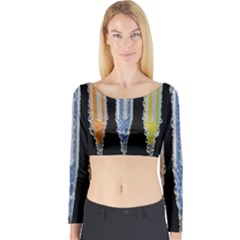 Pencil Colorfull Pattern Long Sleeve Crop Top by artworkshop