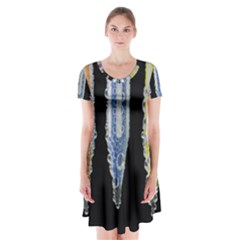 Pencil Colorfull Pattern Short Sleeve V-neck Flare Dress by artworkshop