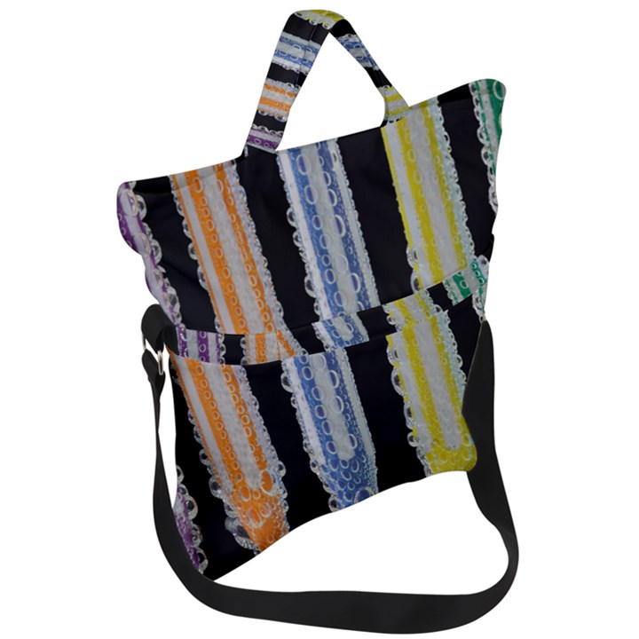 Pencil colorfull pattern Fold Over Handle Tote Bag