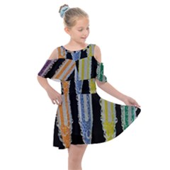 Pencil Colorfull Pattern Kids  Shoulder Cutout Chiffon Dress by artworkshop