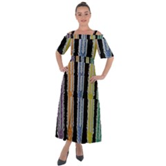 Pencil Colorfull Pattern Shoulder Straps Boho Maxi Dress  by artworkshop