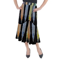 Pencil Colorfull Pattern Midi Mermaid Skirt