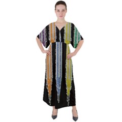 Pencil Colorfull Pattern V-neck Boho Style Maxi Dress