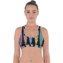 Pencil colorfull pattern Cross Back Hipster Bikini Top  View1