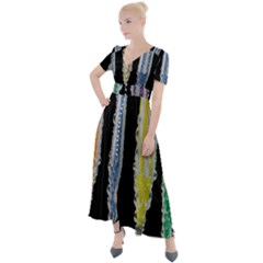 Pencil Colorfull Pattern Button Up Short Sleeve Maxi Dress by artworkshop