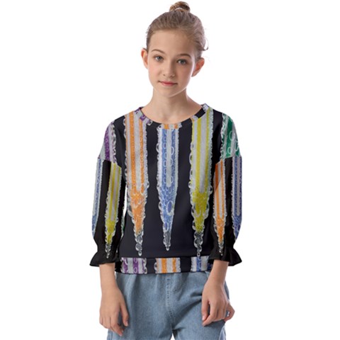 Pencil Colorfull Pattern Kids  Cuff Sleeve Top by artworkshop