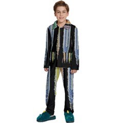 Pencil Colorfull Pattern Kids  Long Sleeve Velvet Pajamas Set