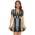 Pencil colorfull pattern V-Neck High Waist Chiffon Mini Dress View1