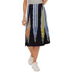 Pencil Colorfull Pattern Midi Panel Skirt