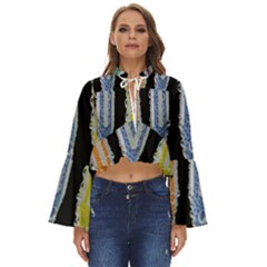 Pencil Colorfull Pattern Boho Long Bell Sleeve Top by artworkshop