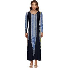 Pencil Colorfull Pattern Long Sleeve Velour Longline Maxi Dress by artworkshop