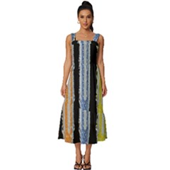 Pencil Colorfull Pattern Square Neckline Tiered Midi Dress by artworkshop