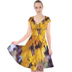 Amazing Arrowtown Autumn Leaves Cap Sleeve Front Wrap Midi Dress by artworkshop