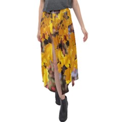 Amazing Arrowtown Autumn Leaves Velour Split Maxi Skirt