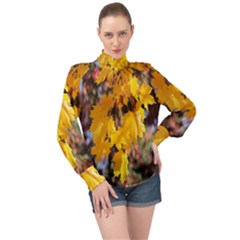 Amazing Arrowtown Autumn Leaves High Neck Long Sleeve Chiffon Top by artworkshop