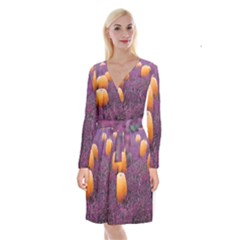  Autumn Decoration Autumn Flowers Autumn Plant Long Sleeve Velvet Front Wrap Dress by artworkshop