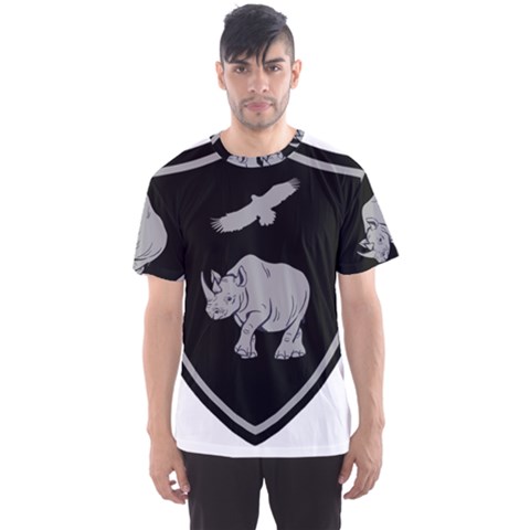 Rhino & Hawk Badge Design Logo Men s Sport Mesh Tee by myuique