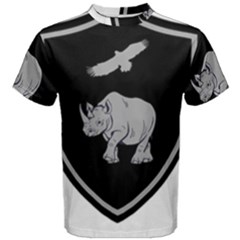 Rhino & Hawk Badge Design Logo Men s Cotton Tee by myuique