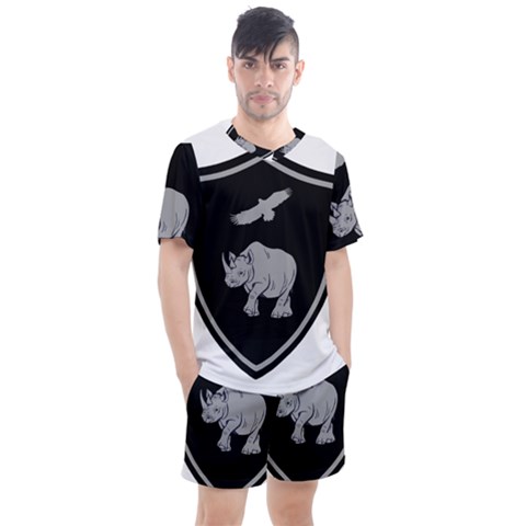 Rhino & Hawk Badge Design Logo Men s Mesh Tee And Shorts Set by myuique