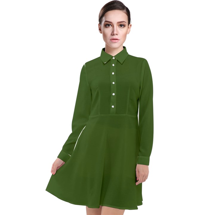 Forest Obsidian Long Sleeve Chiffon Shirt Dress