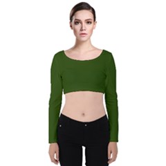 Forest Obsidian Velvet Long Sleeve Crop Top by HWDesign