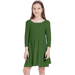 Forest Obsidian Kids  Quarter Sleeve Skater Dress by HWDesign