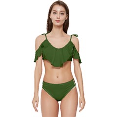 Forest Obsidian Ruffle Edge Tie Up Bikini Set	 by HWDesign