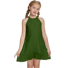 Forest Obsidian Kids  Halter Collar Waist Tie Chiffon Dress by HWDesign