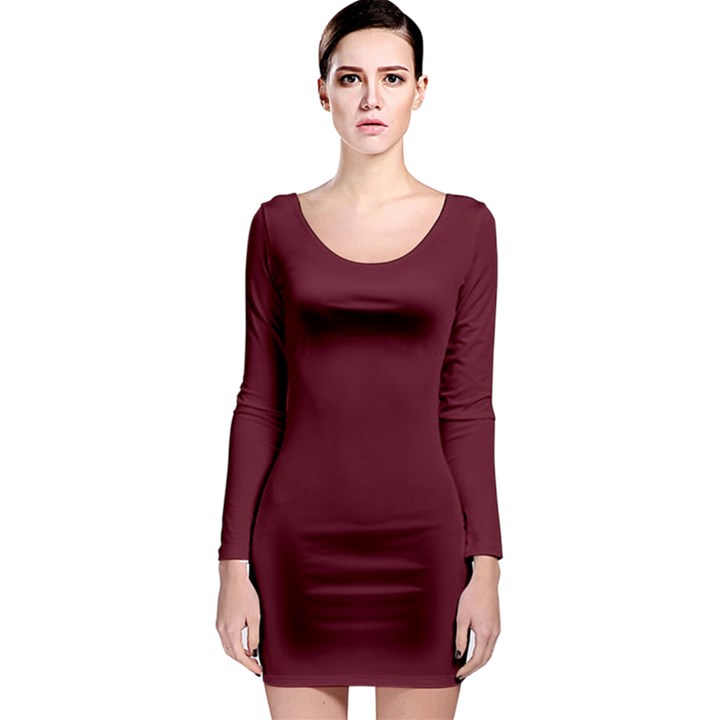 Burgundy Scarlet Long Sleeve Bodycon Dress