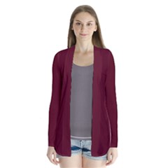 Burgundy Scarlet Drape Collar Cardigan