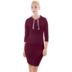 Burgundy Scarlet Quarter Sleeve Hood Bodycon Dress by BohoMe