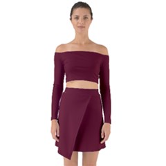 Burgundy Scarlet Off Shoulder Top With Skirt Set by BohoMe