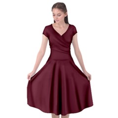 Burgundy Scarlet Cap Sleeve Wrap Front Dress by BohoMe