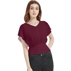 Burgundy Scarlet Butterfly Chiffon Blouse