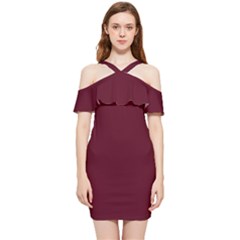 Burgundy Scarlet Shoulder Frill Bodycon Summer Dress by BohoMe