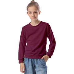 Burgundy Scarlet Kids  Long Sleeve Tee With Frill 