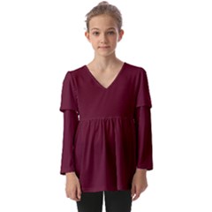 Burgundy Scarlet Kids  V Neck Casual Top by BohoMe