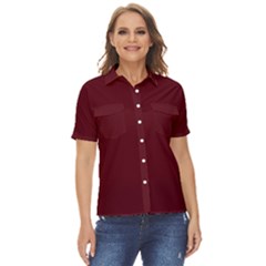 Burgundy Scarlet Women s Short Sleeve Double Pocket Shirt