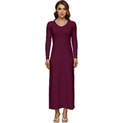 Burgundy Scarlet Long Sleeve Velour Longline Maxi Dress by BohoMe