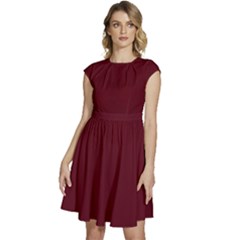 Burgundy Scarlet Cap Sleeve High Waist Dress by BohoMe