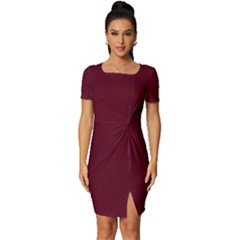 Burgundy Scarlet Fitted Knot Split End Bodycon Dress