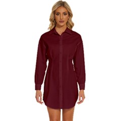 Burgundy Scarlet Womens Long Sleeve Shirt Dress