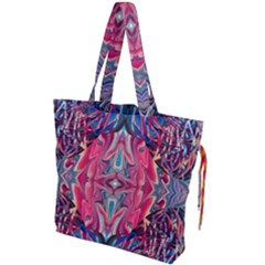 Abstract Arabesque Drawstring Tote Bag by kaleidomarblingart