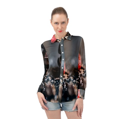 Chocolate Dark Long Sleeve Chiffon Shirt by artworkshop