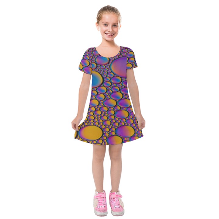 Bubble color Kids  Short Sleeve Velvet Dress